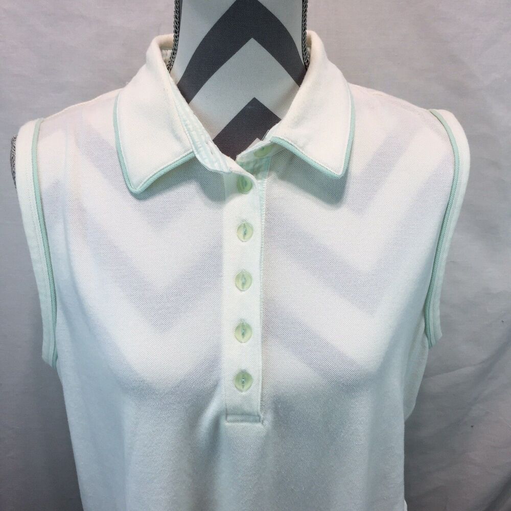 Koret Francisca Womens Sleeveless Polo Shirt White Large G20